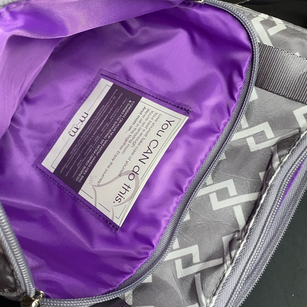Sarah Wells MHeart Bag Gray Purple Crossbody Bag Zip Closure - Picture 7 of 7